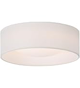 CALOKES 13" White Fabric Flush Mount Ceiling Light, 24W 3000K LED Closed to Ceiling Light Fixture...