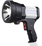 YIERBLUE Rechargeable Spotlight with 2000 Lumen LED, IP67 Waterproof Handheld Flashlight Searchli...