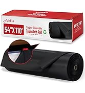 Plastic Table Cloth, 110 Ft x 54 In Plastic Table Cloth Disposable, Black Tablecloths Premium PEV...