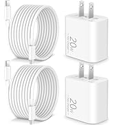 [2025 Upgraded] iPhone 16e Charger Fast Charging, 2-Pack 20W USB C Wall Charger Block with 10FT L...