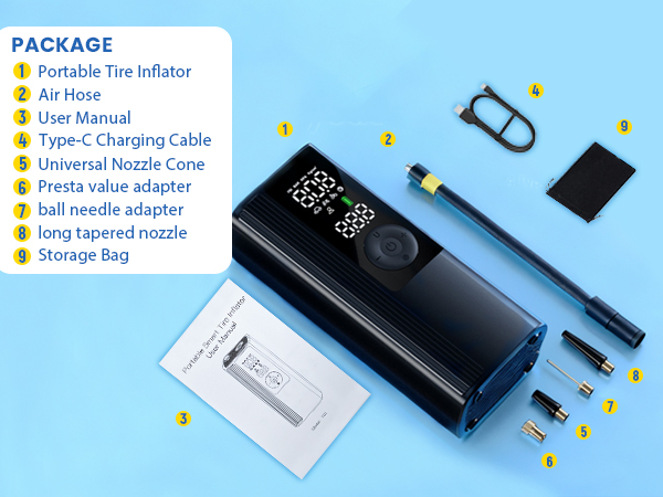 tire air pump with nozzle