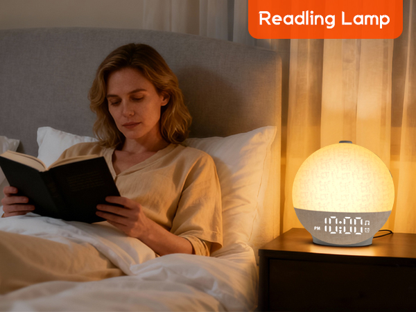the light alarm clock features solid warm light which can be used as a reading lamp