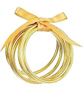 Alphatool Glitter Jelly Gold Bangles Bracelets for Women - Gold Soft Silicone Sparkling Ladies Fa...