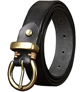 TYWestyles Womens Belt for Jeans Genuine Leather Belt Vintage Solid Brass Circle buckle Gift Box ...