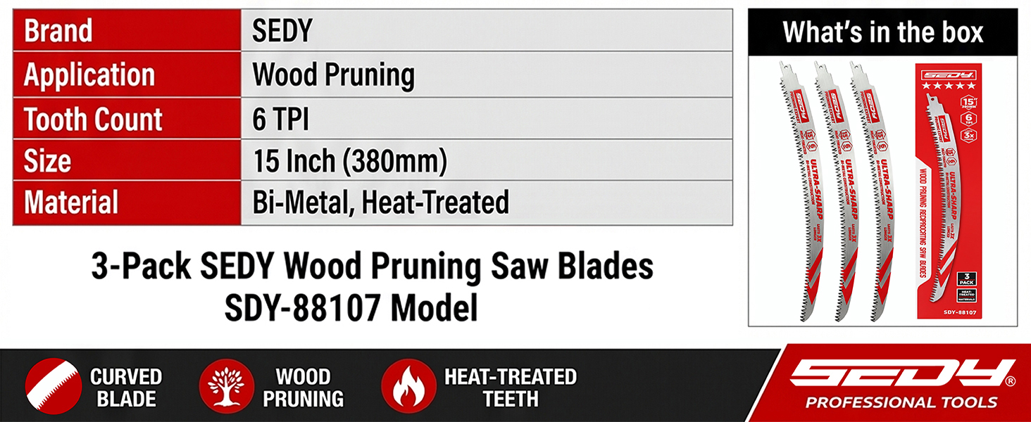 15 Inch Japanese Teeth Reciprocating Saw Blades, Arc Edge Pruning Blades, 6TPI for Tree Trimming