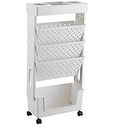 GLOGLOW Movable Bookshelf, Large Capacity Movable Bookshelf Office Desk File Organizer with Wheel...