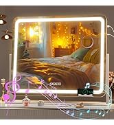 Hasipu Vanity Mirror with Lights and Bluetooth Speaker, 23.6