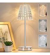 Dimmable Crystal Table Lamp, 3 Color (2700K/4000K/6000K) Adjustable, Battery Operated Wireless LE...
