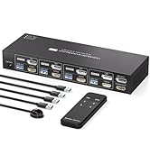 PVBCTCSID HDMI Displayport KVM Switch 2 Monitors 4 Computers 4K60Hz Dual Monitor KVM Support 4 US...