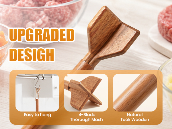 Teak Wooden Ground Beef Masher 