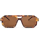 BUTABY Rectangle Aviator Sunglasses for Women Men Retro Square 70s Flat Shades Trendy Plastic Fra...