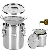 5.5 Gal / 21L Cooking Oil Storage Can Commercial Oil Container with Filter &amp; Lid Metal Bucket Foo...