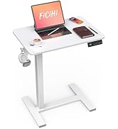 FiCiHi Mobile Standing Desk with Wheels, Electric Overbed Bedside Table, Height Adjustable Small ...