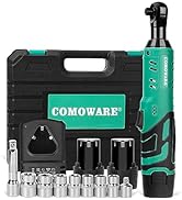 COMOWARE 3/8 Cordless Electric Ratchet Wrench Kit, 40ft-lbs Torque, 12V Power, 8 Sockets, LED Lig...