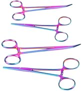 Ainiv 4 Piece Hemostat Curved and Straight Stainless Steel Self-Locking Fishing Forceps Piercing ...