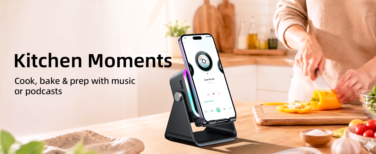 desktop speaker, desk phone stand, bedside speaker