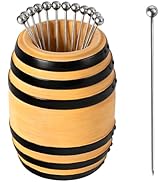 Lexenic Exclusive Cocktail Picks with Bar Ornament Barrel Holder, 4.3" 304 Stainless Steel Martin...