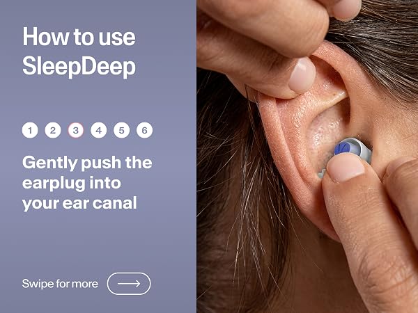 Steps on how to use Alpine SleepDeep sleeping ear plugs for side sleeper