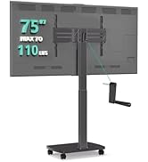 WALI Rolling TV Stand with Hand Crank Lift, Mobile Tall Television Stand Mount on Wheels for 32-7...