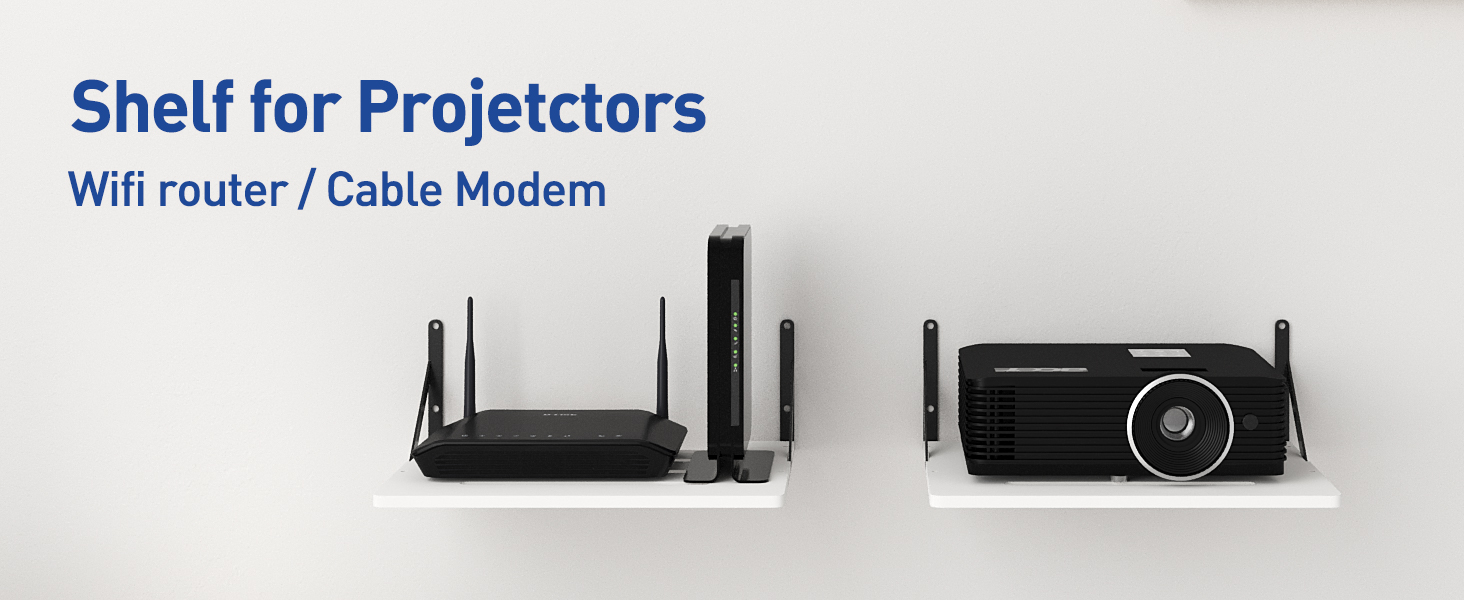 White Small Mini Projector Shelf/Modem Shelf/Router Shelf/Cable Box Wall Mount