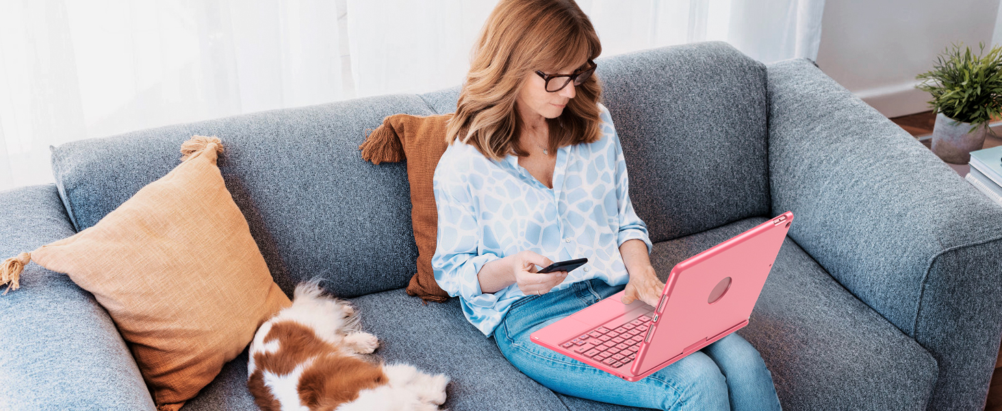 for ipad 9th case with keyboard pink 38