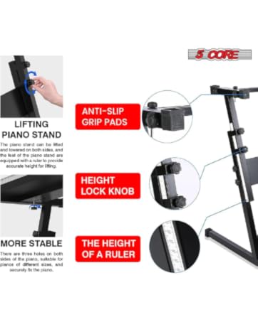 5 CORE Keyboard Stand Piano Heavy Duty Z Style Adjustable Keyboard Holder Digital Piano Keyboard Sta...