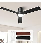 Geinself Ceiling Fans with Lights 46 Inch, Black Remote Control Ceiling Fan, 3 Two-Sided Blades, ...
