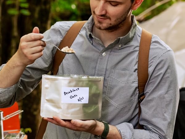 Eating from a MRE Bag