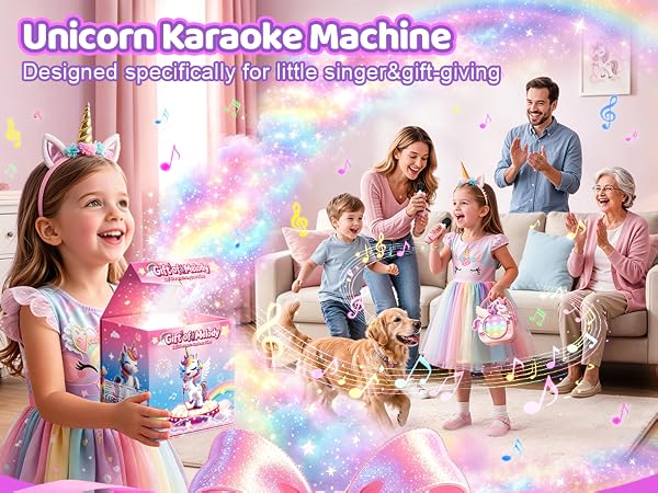 kids karaoke machine for kids microphone mini unicorn gifts for girls 4-6 gifts for 4 year old girl