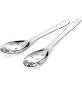 Small Slotted Spoons,AOOSY Modern Stylish Thick Heavy-weight Short handle Stainless Steel 10 Hole...