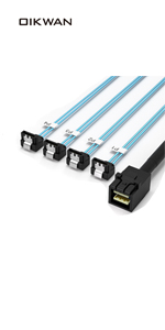 Mini SAS to 4 SATA Cable, 36 Pin SFF 8087 Host/Controller to 7 Pin SATA Target/Backplane, Compatible...
