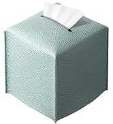 REGELETO Square Tissue Box Cover, Pu Leather Tissue Box Holder with Bottom Belt Modern Stylish Ti...