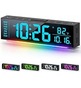 Digital Clock, Alarm Clock for Bedroom, Digital Wall Clock for Living Room | 13 Number Display Co...