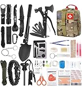 Emergency Survival Kit and First Aid Kit, 142Pcs Professional Survival Gear and Equipment with Mo...