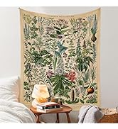 Vintage Flowers Tapestry 48” x 36”, Long Vertical Wall Hanging Reference Illustrative Botanical T...