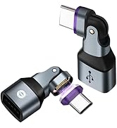 EndlesShine USB C to A Magnetic Adapter 2 Pack 16 PIN 180° L-Type USB 2.0 480MBPS OTG Port Replac...