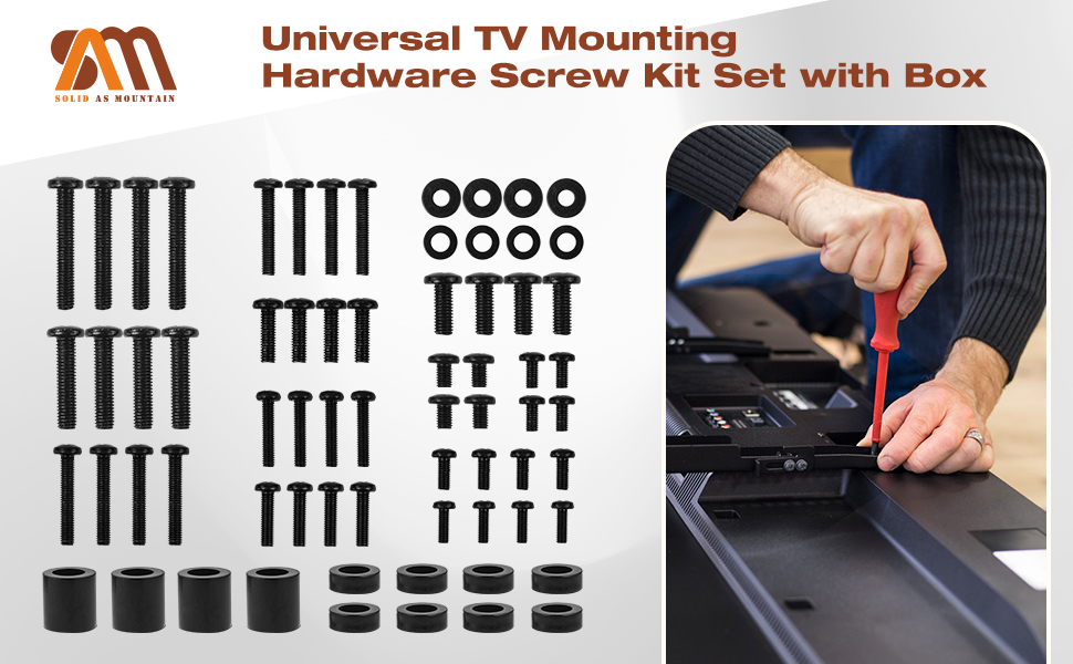Universal TV Mounting Hardware Screw Kit Set with Box