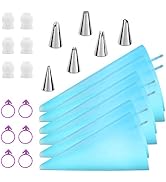 Kasmoire Reusable Piping Bags and Tips Set, Cake Decorating Tools with Icing Pastry Bags, Icing B...