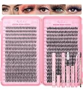 Lash Clusters Kit, 640 Pcs Eyelashes Cluster Extensions Kit 9-16mm Flufffy Individual Lashes 30D-...