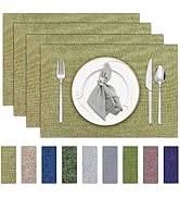 Niviy Placemats, Linen Placemats Set of 4, 12x18 Inch Heat Resistant Table Cloth Place Mats Easy ...