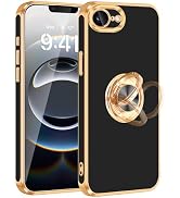 Fingic for iPhone 16e Case[with 360° Rotatable Ring Holder] Support Magnetic Car Mount Shiny Plat...