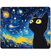 PLSOZRYL Black Cat Under Starry Sky Mouse Pad 9.5 x 7.9 Inch Desk Pad Stitched Non-Slip Rubber Of...