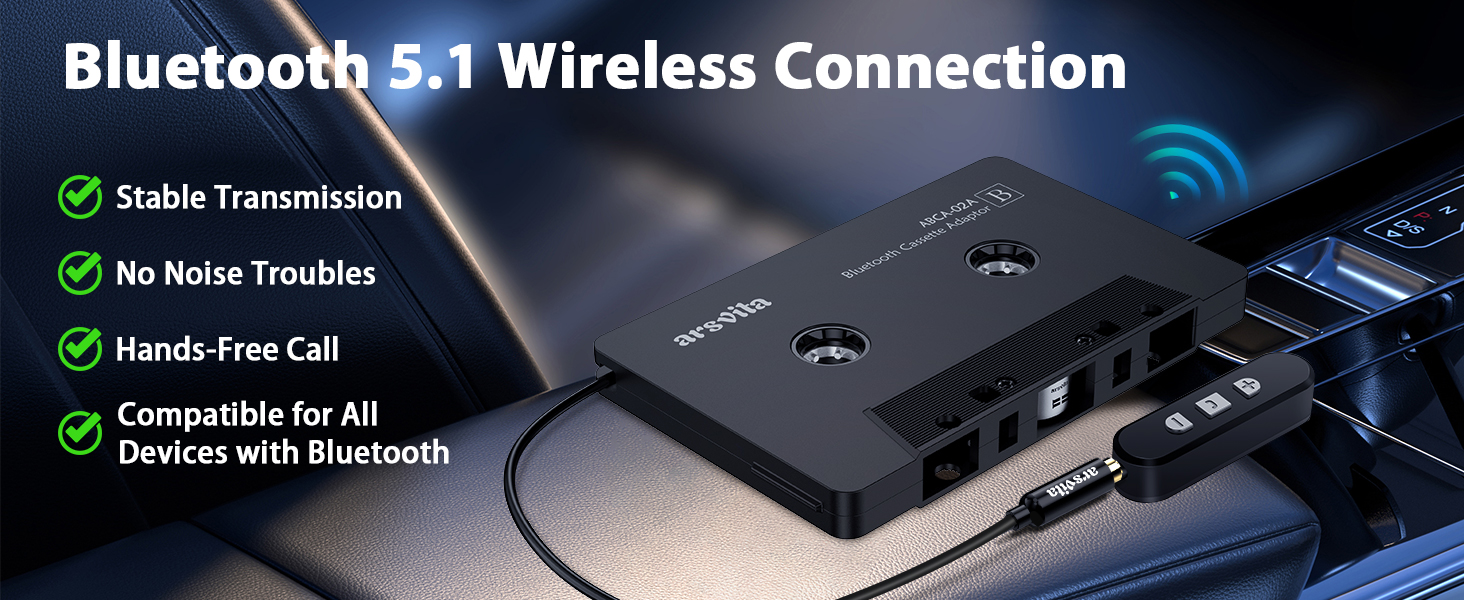 Arsvita Car Audio Cassette to Aux Adapter