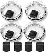 4-Pack 30 oz Tumbler Lid Compatible with YETI Rambler, Magnetic Slider Spill-Proof Lid Replacemen...
