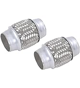 FGJQEFG 2PCS Exhaust Flex Pipe Stainless Steel Double Braid 1.75" x 4" w/Ends 4" Long