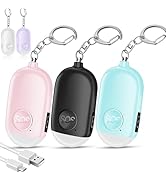 Hion 130dB Personal Safety Alarm for Women Upgraded Vibration Sensor, 3 Pack Rechargeable Self De...