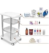 Facial Trolley Beauty Salon Cart 4 Layers Tray Sliver Colour Al Frame with White ABS Wheels Elitz...