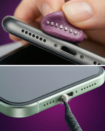 STIKKI cleans phone speakers and USB C charging ports.