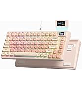 Womier SK80 75% Mechanical Gaming Keyboard with Color Multimedia Display Creamy Pink Jelly Keyboa...