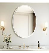 USHOWER Bathroom Mirror for Over Sink, 20x28 Inch Oval Frameless Mirror, Beveled and Polished, De...